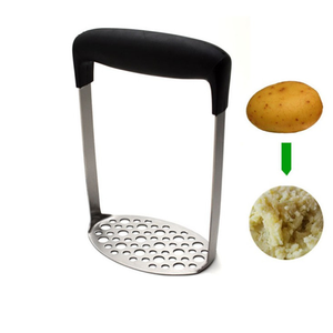 Soft Handle Manual Stainless Steel Potato Masher for Kitchen Cooking Food Grade Reusable Hand Wash Only for Carrots Garlic Beans - Product Image 1