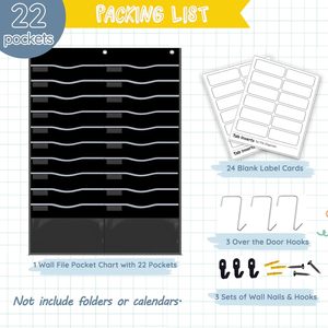 Organisateur de fichiers mural suspendu à 22 poches, format légal, pour accrocher sur la porte, 31 x 45 pouces, en tissu Oxford - Product Image 4