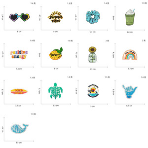 Hot Sale Summer Style Embroidered Iron on Sun Glass Beach Bum rainbow Vase Patch for Clothes Bag Decoration - Product Image 3