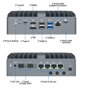 Mini PC Topton sin ventilador con Intel Ultra 5 125U, i7 1255U, i3 1215U, 3 puertos LAN de 2.5G, 3 puertos HDMI 2.0, 2 puertos COM RS232, ordenador industrial IoT. - Product Image 3