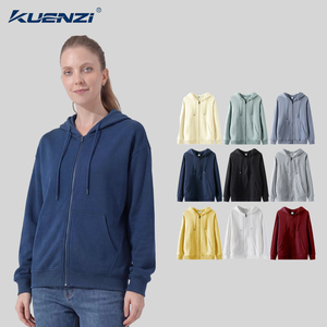 Felpa con Cappuccio e <span class=keywords><strong>Zip</strong></span> Kuenzi Oversize, 100% Cotone 300GSM, Morbida e Resistente, per Stampa Personalizzata, Vendita all'Ingrosso per Donne - Product Image 1