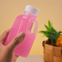 Bouteille de lait en plastique PP de qualité alimentaire 300 ml avec poignée, conteneur carré givré mat pour jus, résistant aux hautes températures