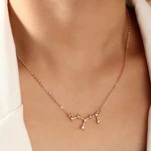 2025 Tarjeta de papel marrón de moda chapado en oro astrología constelación estrellas signo del zodiaco collar joyería - Product Image 6