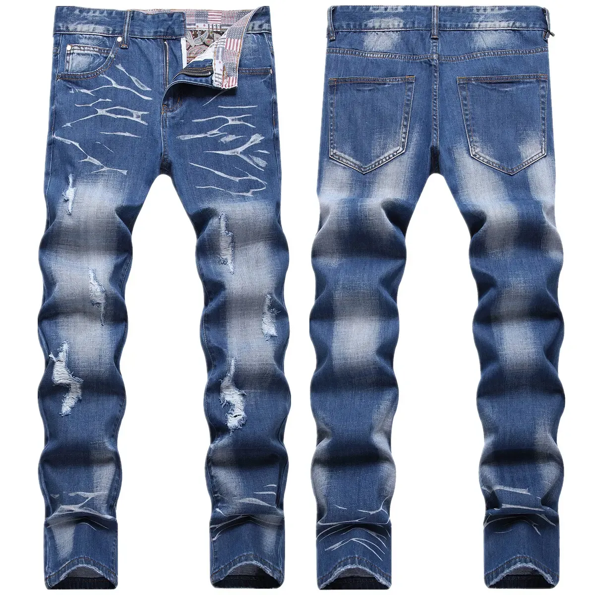 Designers Blue Jeans pour hommes déchiré skinny stretch jeans Slim pour hommes directement de l'usine en gros