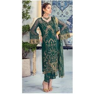 Nueva colección de trajes Georgette paquistaníes adornados con exquisito bordado trabajo Salwar traje para ocasiones festivas como Eid - Product Image 1