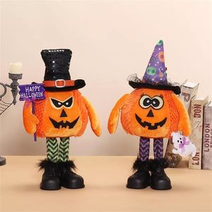 Cheerful <b>Orange</b> Pumpkin Figurines Set of 2 Cute Standing Ornaments for Fall Home Entryway - Product Image 2