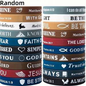 Pulsera de Silicona con Versículo Bíblico, Personalizada con Cruz, Brazalete de Goma, Bandas Personalizadas para Hacer Pulseras - Product Image 3