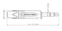 Connecteur audio stéréo TRS NEUTRIK NP3XX-AU-0 6,35 mm avec anneaux codés par couleur, contacts plaqués or pour studio