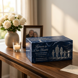 Urne funéraire personnalisée en bois de manguier gravée, double urne commémorative noire de 220 pouces cubes pour la maison - Product Image 2