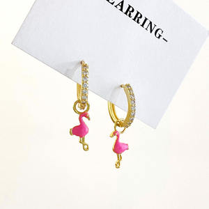 FOXI 925 plata esterlina sólida Huggie lindo flamenco esmalte Rosa CZ <span class=keywords><strong>TikTok</strong></span> 18K chapado en oro plata moda 925 pendientes <span class=keywords><strong>de</strong></span> aro <span class=keywords><strong>de</strong></span> plata - Product Image 5