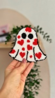 Décoration d'Halloween Fait à la Main Motif Fantôme Mignon Poinçon Aiguille Dessous de Verre Artisanat Tasse Tapis pour Cadeaux Promotionnels