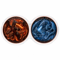 Boîtier transparent de collection rond en cuivre 3D Relief 1 oz, élément Dragon, pour pièces de monnaie et médailles, capsule infinie, support de présentation double face