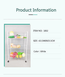 Chariot de cuisine ménagère en métal blanc, panier à roulettes, organisateur, chariot de cuisine - Product Image 6