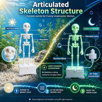 Décoration d'Halloween : Squelette Dansant Imprimé en 3D pour Aquarium, Boîte en Plastique avec Mouvement Dynamique à Propulsion d'Air, Attraction Lumineuse, Nouveauté Fêtes