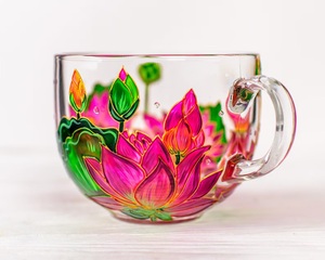 Cadeaux d'affaires promotionnels : Tasse en verre à motif de fruits peinte à la main, personnalisable avec nom, double paroi isolée, compatible lave-vaisselle et micro-ondes, idéale pour un anniversaire - Product Image 3