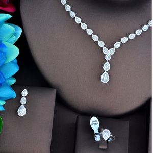 HIBRIDE bijoux de luxe couleur or Micro cubique Zircon pavé ensembles de bijoux pour femmes accessoires de mariage de mariée N-732 - Product Image 2