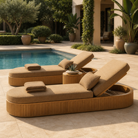 Chaise longue de loisirs en teck d'extérieur, bois massif imperméable, chaise relaxante pour jardin, piscine, plage