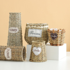 Ensemble de paniers en paille tressée, petits paniers coniques pour fleurs, paniers cadeaux, tissage artisanal en herbe naturelle, décoration pour la maison - Product Image 1