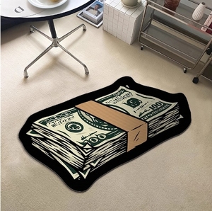 Tappeto Economico Moderno con Stampa Digitale, Divertente Tappeto 3D Spesso, Personalizzabile con Motivo a Banconote, Antiscivolo, Decorativo - Product Image 1