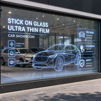 Film LED transparent adhésif pour vitres, idéal pour l'affichage publicitaire sur les murs de vitrine de concessionnaires automobiles