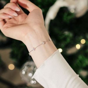 Dylam Verified Jewelry Supplier S925 Silver Rhodium 18K Gold Plated Link Chain Charm Four Leaf <b>Clover</b> Lucky <b>Bracelets</b> - Product Image 3