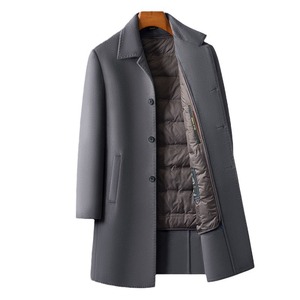 Мужское двустороннее шерстяное пальто на осень-зиму 2025 года, толстое, длинное, однобортное, деловое повседневное, для мужчин среднего возраста, премиум-класса, для папы - Product Image 5