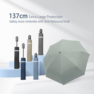 Auto Anti-Rebound Folding Travel <b>Umbrella</b>, <b>Large</b> Windproof UV <b>Umbrella</b> with Reflective Strips, 8 Ribs 137cm Sun Rain <b>Umbrella</b> - Product Image 1