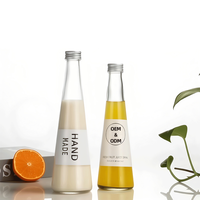 Vente en gros d'usine, bouteille de boisson en verre transparent conique de 250 ml et 330 ml, jus, lait au thé, café froid infusé, avec couvercle à vis, emballage
