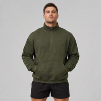 Sweat-shirt d'hiver personnalisé pour homme en coton, à quart de zip, coupe oversize, pour la gym, à capuche, avec fermeture éclair, taille US, style sportif