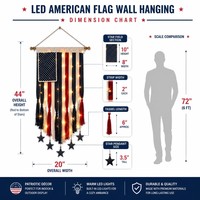 Bannière LED en tissu avec drapeau américain 4x2,3 pieds pour le 4 juillet et le Memorial Day, étanche IP44, pour intérieur/extérieur, alimentée par USB, lumières décoratives