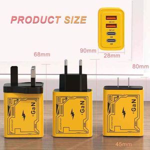 Hot 120w GAN Fast Charging Dual Usb Type C Wall Charger Quick Charge 2 Ports Qc3.0 Pd Usb C Fast Charging Mobile Phone Charger - Product Image 4