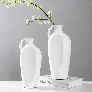 Üretici modern İskandinav ev dekor özel mat masa porselen çiçek vazolar beyaz dekorasyon seramik vazo