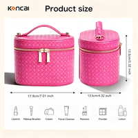 Trousse de Maquillage Ronde Personnalisable Koncai Style Vintage Matelassée Diamantée avec Fermeture Éclair Dorée et Poignée – Organisateur de Voyage Portable