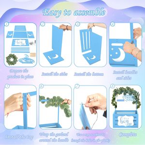 Armadio in legno per Baby Shower: cesto blu "<span class=keywords><strong>è</strong></span> una ragazza" con manico, appendiabiti, cesto di stoccaggio, regali per decorazioni per feste - Product Image 4