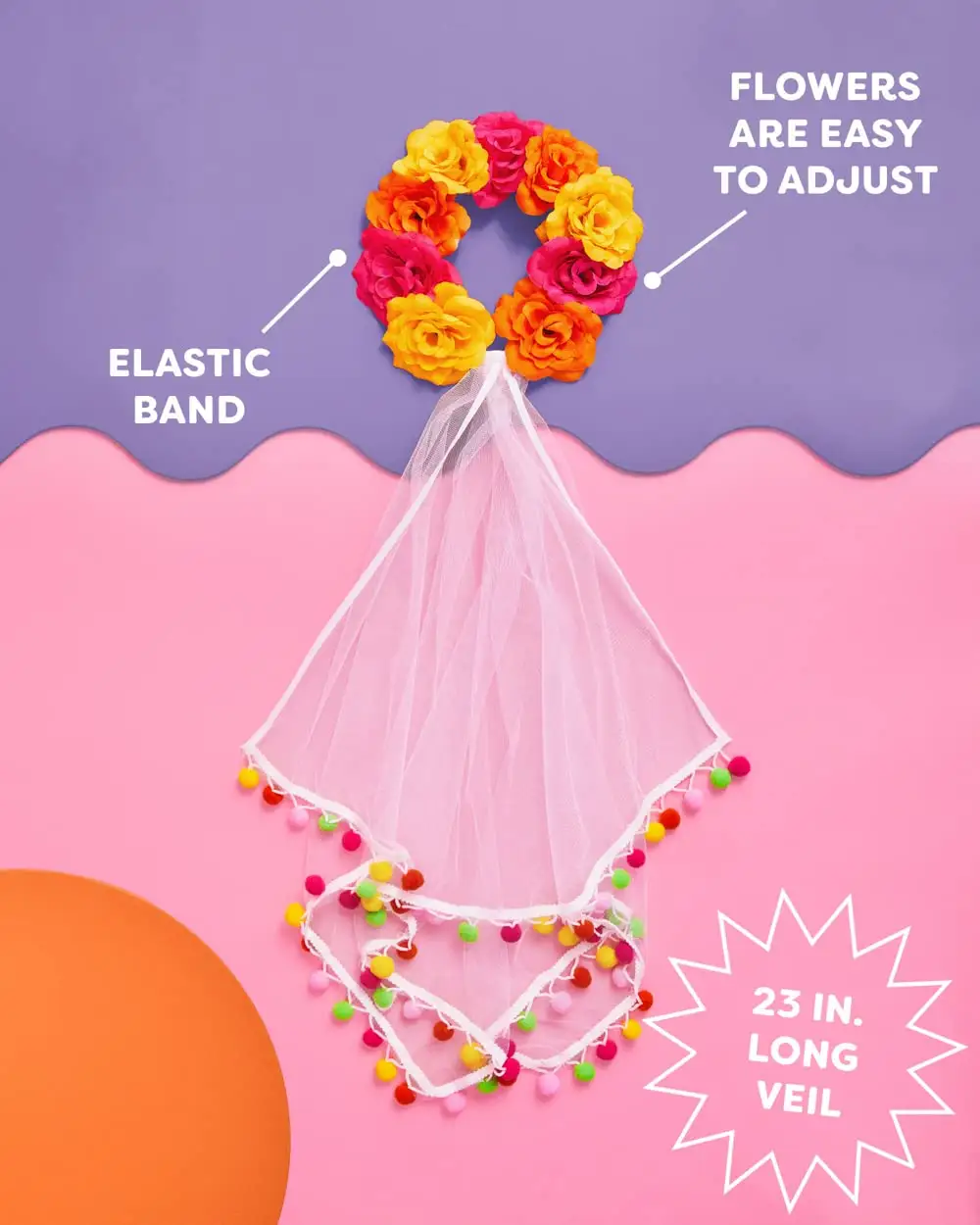Final Fiesta Bachelorette hen party Veil headband Flower Pom Pom Bride To Be Gift Shower Favor veils