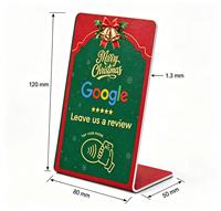 Carte de commentaires NFC de Noël rouge et verte, support Google Review Tap, carte d'évaluation personnalisée pour les commerces de détail