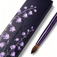 Pinceau à ongles en acrylique avec manche métallique violet, logo personnalisé, 100% pur Kolinsky, pour la pose d'ongles en acrylique - Vente en gros