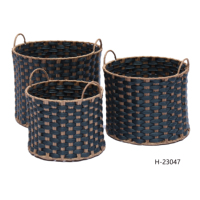 Panier de rangement ovale moderne en rotin PE écologique et flexible avec poignées, haute qualité, personnalisable, fabrication de précision, pour salon et buanderie