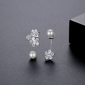 LUOTEEMI Stile Della Corea di Alta Qualità Primavera Estate Amore Romantico Da Sposa di Lusso Deluxe <span class=keywords><strong>Bianco</strong></span> CZ <span class=keywords><strong>Fiore</strong></span> <span class=keywords><strong>Orecchini</strong></span> di Perle - Product Image 5