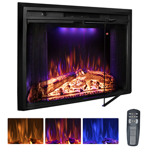 Luxstar Inserts de chauffage de <span class=keywords><strong>cheminée</strong></span> électrique de 33 pouces avec porte en verre écran en maille feu crépitant sons décoratifs pour un usage domestique - Product Image 4