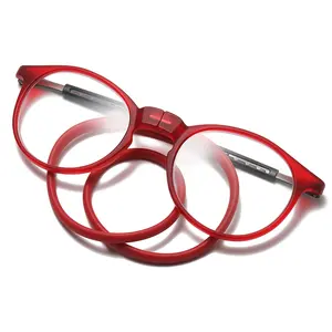 Lunettes de lecture TR90 à col suspendu magnétique pour hommes et femmes, Anti-lumière bleue, Portable, Ultra-léger, lunettes d'ordinateur, monture ronde