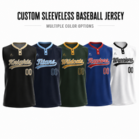 Maillot de baseball sans manches personnalisé imprimé en gros, léger, respirant, entièrement boutonné, pour équipe, entraînement, été, jeu, adultes