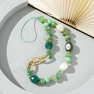 Nouvelle pierre naturelle cristal <span class=keywords><strong>perle</strong></span> courte chaîne de téléphone portable élégant femmes étui de téléphone portable charme lanière téléphone <span class=keywords><strong>pendentif</strong></span> - Product Image 4