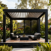 Pergola Bioclimatique Moderne Extérieure LUMISONG Personnalisée en WPC 3x3m-4*8m Facilement Assemblable Noir/Argent/Blanc