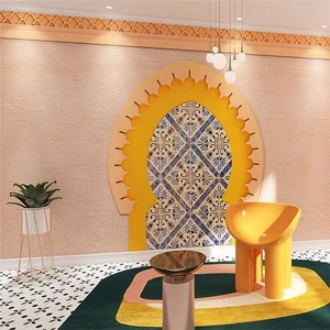 Mural de Pared con Mosaico de Arco Islámico Azul Marroquí, Papel Tapiz Personalizado con Diseño de Azulejos Vintage para Sala de Estar o Cafetería - Product Image 3