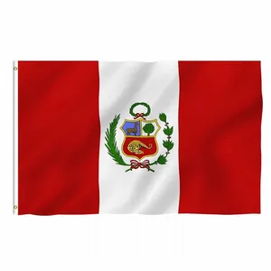 Partai Besar Kustom 3X5 Peru Banner Bendera Sutra Cetak Satin 68d Harga Murah Acara Hari Nasional 3X5 Ft Peru Bendera Negara