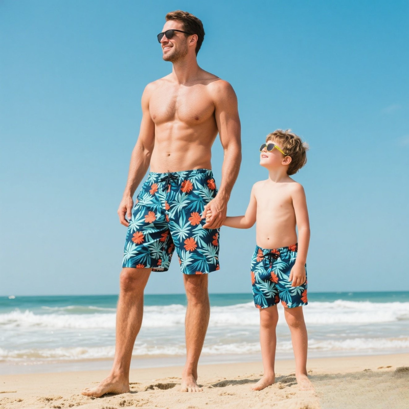 Matching Swimwear Matching Board Shorts For Father And Son