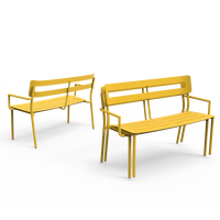 Ensemble de table et bancs modernes en alliage d'aluminium pour extérieur, idéal pour café, jardin, hôtel et club