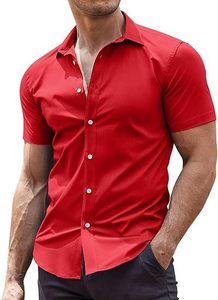 Großhandel verschiedene Farben Polyester Baumwolle Herren formelle Kurzarm Schmerzen solide lässige Hemden - Product Image 6