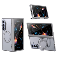 Soporte Magnético Giratorio de 360 Grados con Carga Inalámbrica para Z Fold 8 Ultra, Material de PC, Diseño Transparente Minimalista